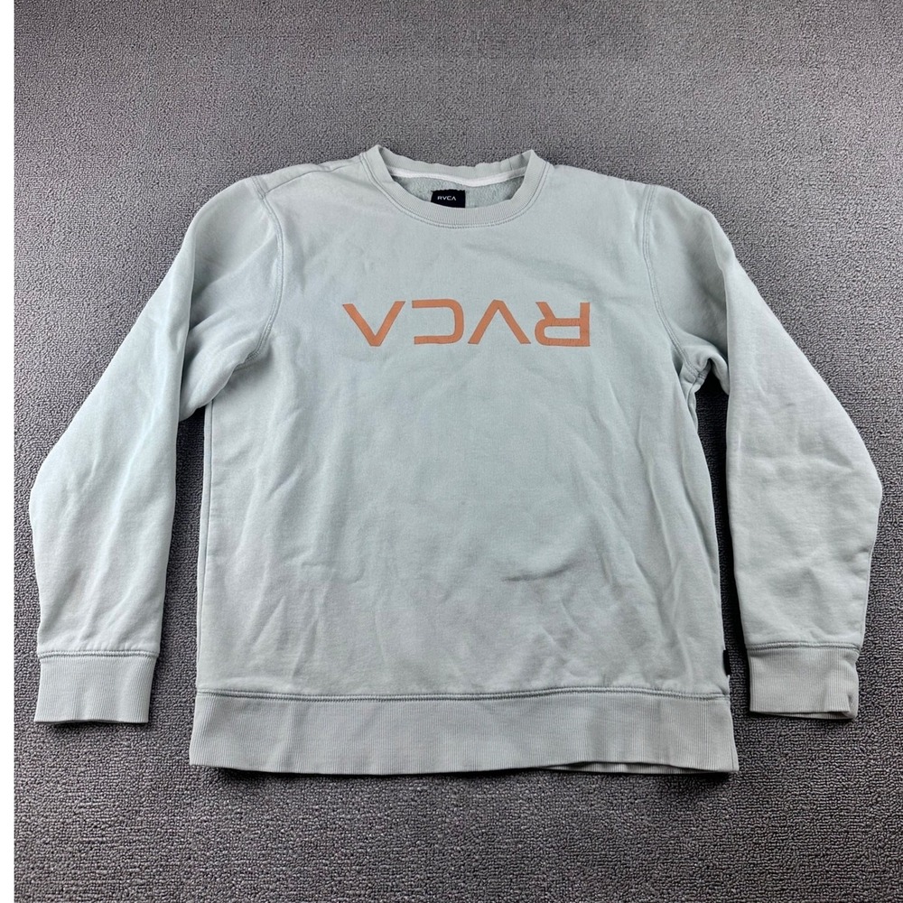 RVCA Sweatshirt Men S Blue Regular Fit Pullover Logo Fleece Athleisure‎ Skate